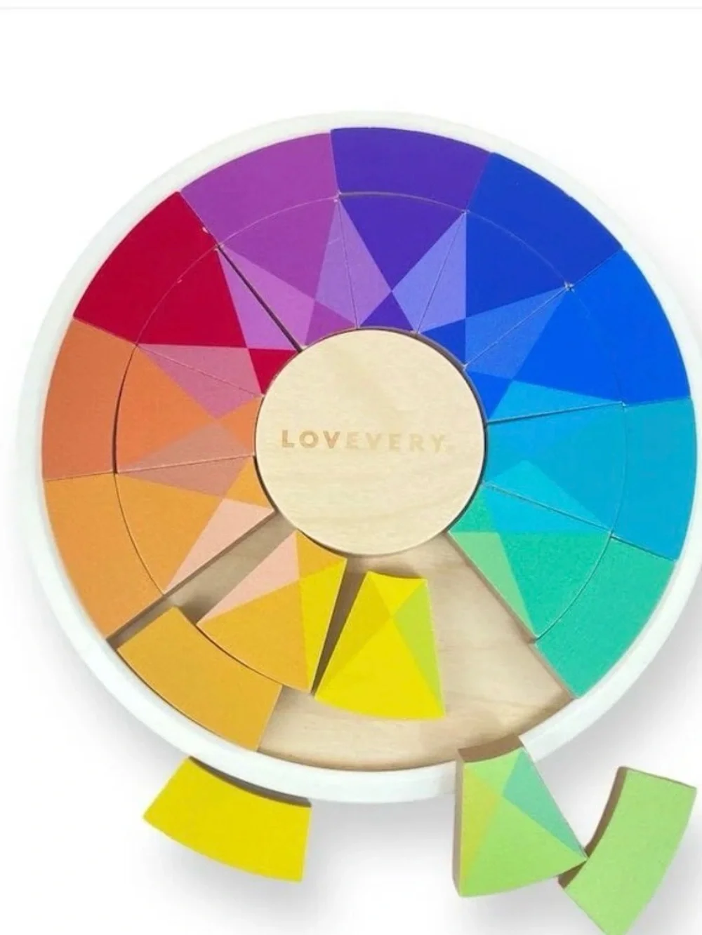 Lovevery Wooden Color Wheel Puzzle & Bag - Incomplete Set